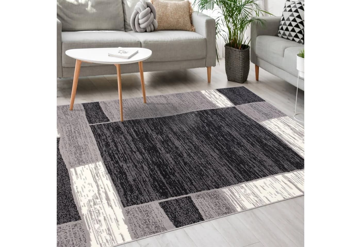 Mazovia Designteppich Grau Geometrisch Kurzflor - Bild 2