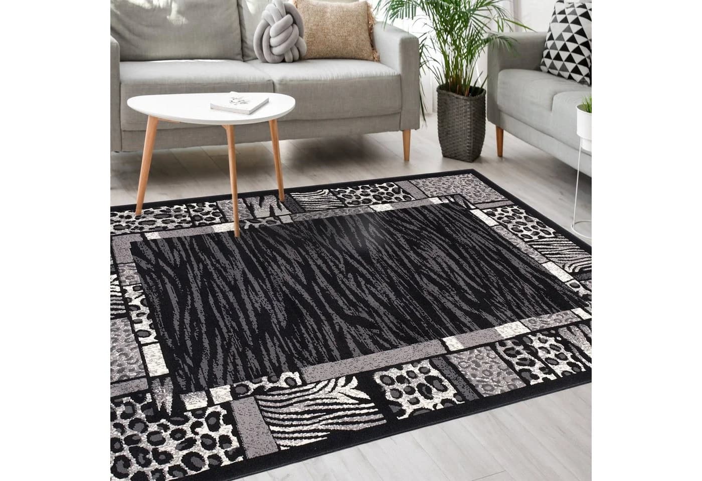 Mazovia Designteppich Grau Schwarz Geometrisch Kurzflor - Bild 2