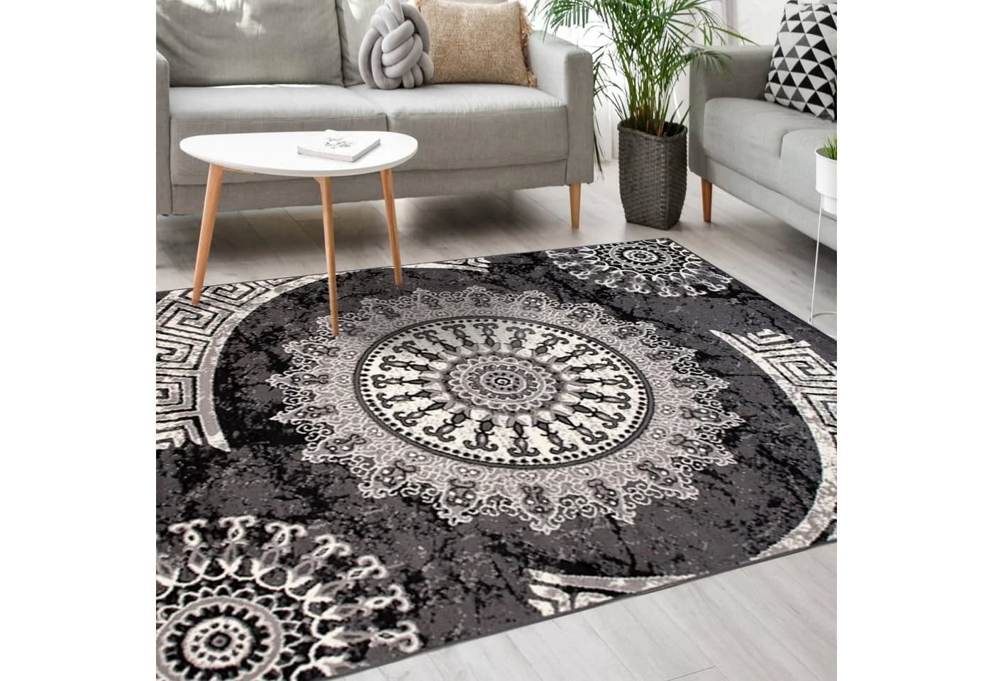 Mazovia Designteppich Modern Grau Kurzflor Pflegeleicht