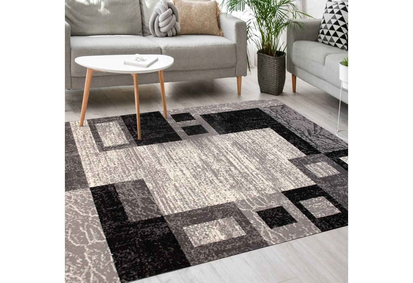 Mazovia Designteppich Modern Grau Kurzflor Robust Pflegeleicht
