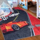 Mazovia Kinderteppich Rennauto Rot Schwarz Kurflor Bild 1