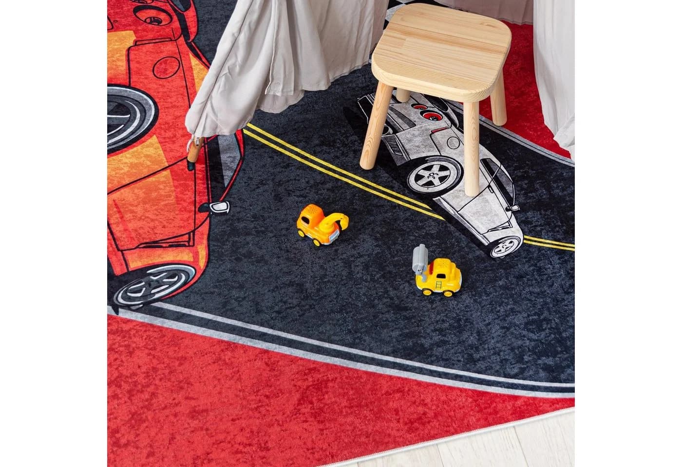 Mazovia Kinderteppich Rennauto Rot Schwarz Kurflor - Bild 3