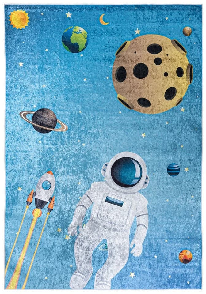 Mazovia Kinderteppich Planeten Weltraum Blau Kurflor - Bild 2