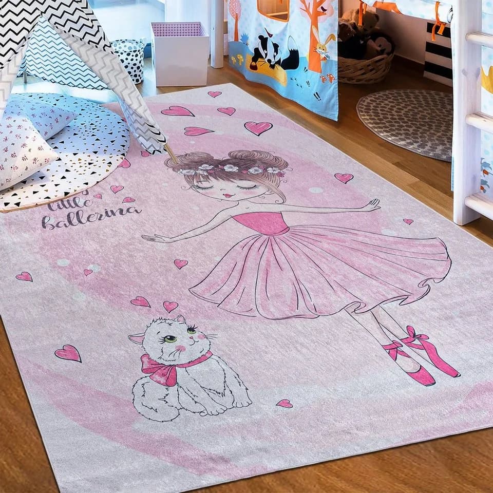 Mazovia Kinderteppich Ballett Rosa Pink Kurflor
