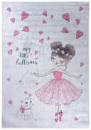 Mazovia Kinderteppich Ballett Ballerina Rosa Grau Kurzflor Bild 2