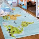Mazovia Kinderteppich Weltkarte Blau Kurflor Bild 1