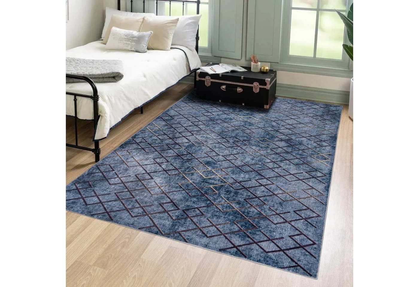 Mazovia Designteppich Modern Blau Kurflor