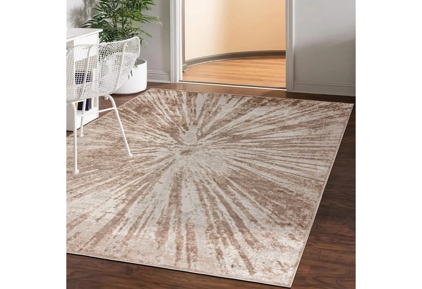 Mazovia Designteppich Modern Abstrakt Beige Kurzflor