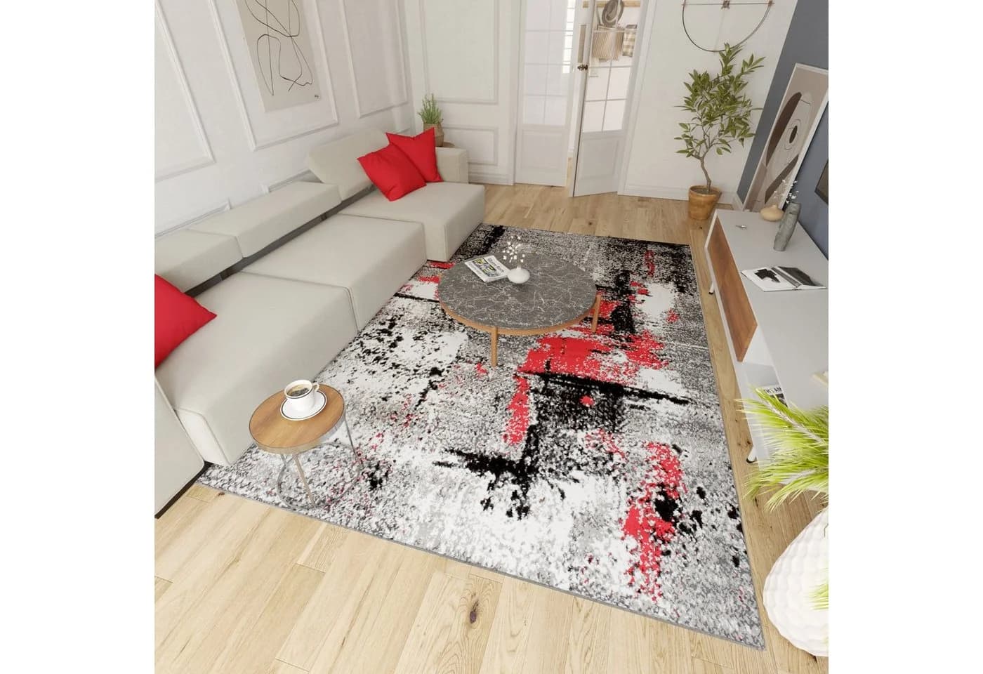 Mazovia Designteppich Grau Kurzflor Modern