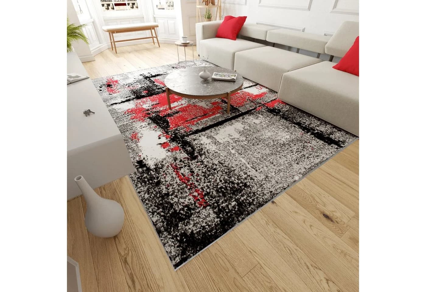 Mazovia Designteppich Grau Kurzflor Modern - Bild 3