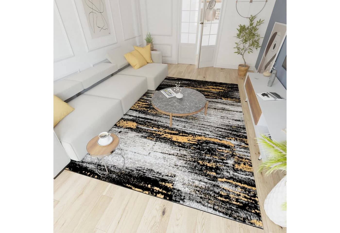 Mazovia Designteppich Modern Grau Kurzflor Pflegeleicht