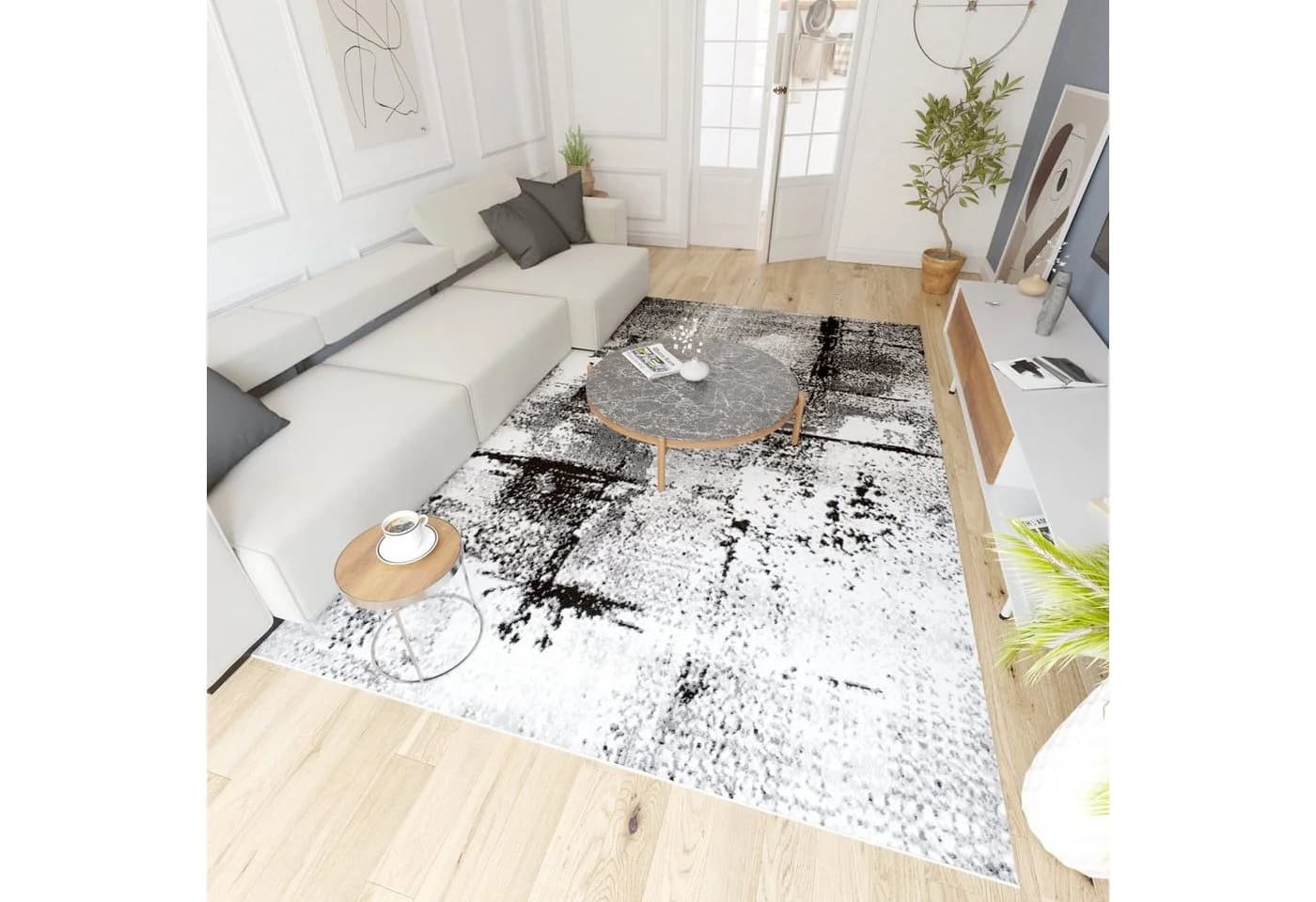 Mazovia Designteppich Modern Grau Kurzflor Pflegeleicht