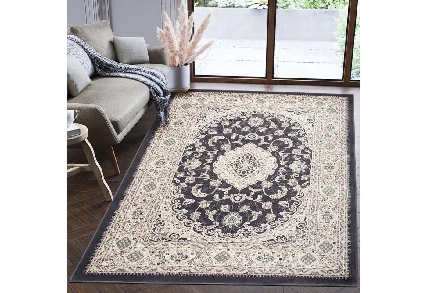 Mazovia Orientteppich Oriente Teppich Beige Schwarz 80 x 150 cm