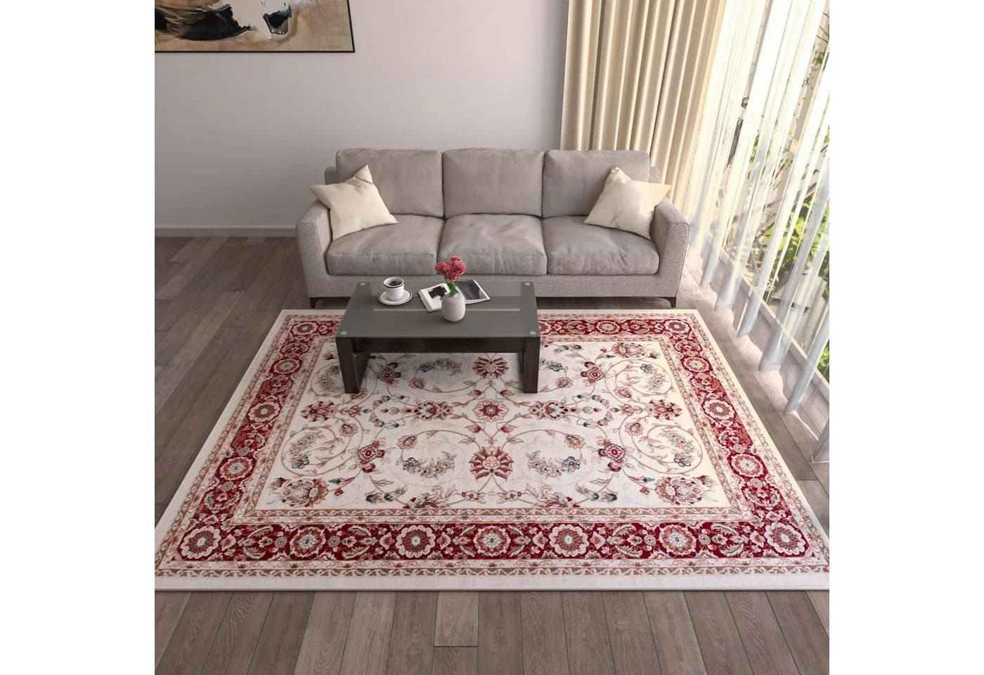 Mazovia Orientteppich Oriente Teppich - Traditioneller Teppich Creme Rot 120x170 cm - Bild 4