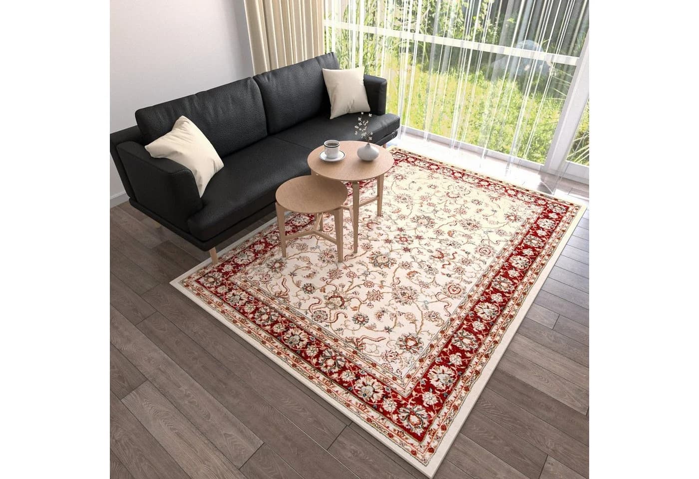 Mazovia Orientteppich Klassisch Bordüre Beige Rot