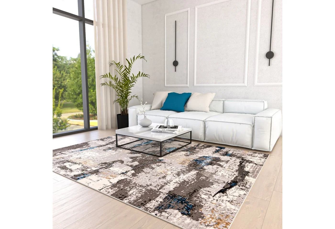 Mazovia Designteppich Modern Abstrakt Beige Blau Grau Kurzflor - Bild 3