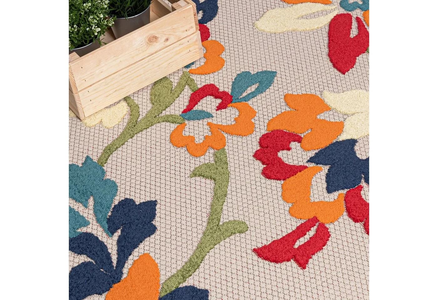 Mazovia Designteppich In- & Outdoor Teppich Wetterfest & UV-beständig Balkon - Bunt, 80 x 150 cm, Höhe 6 mm, Kurzflor, Weich, Pflegeleicht, Flachgewebe - Bild 3