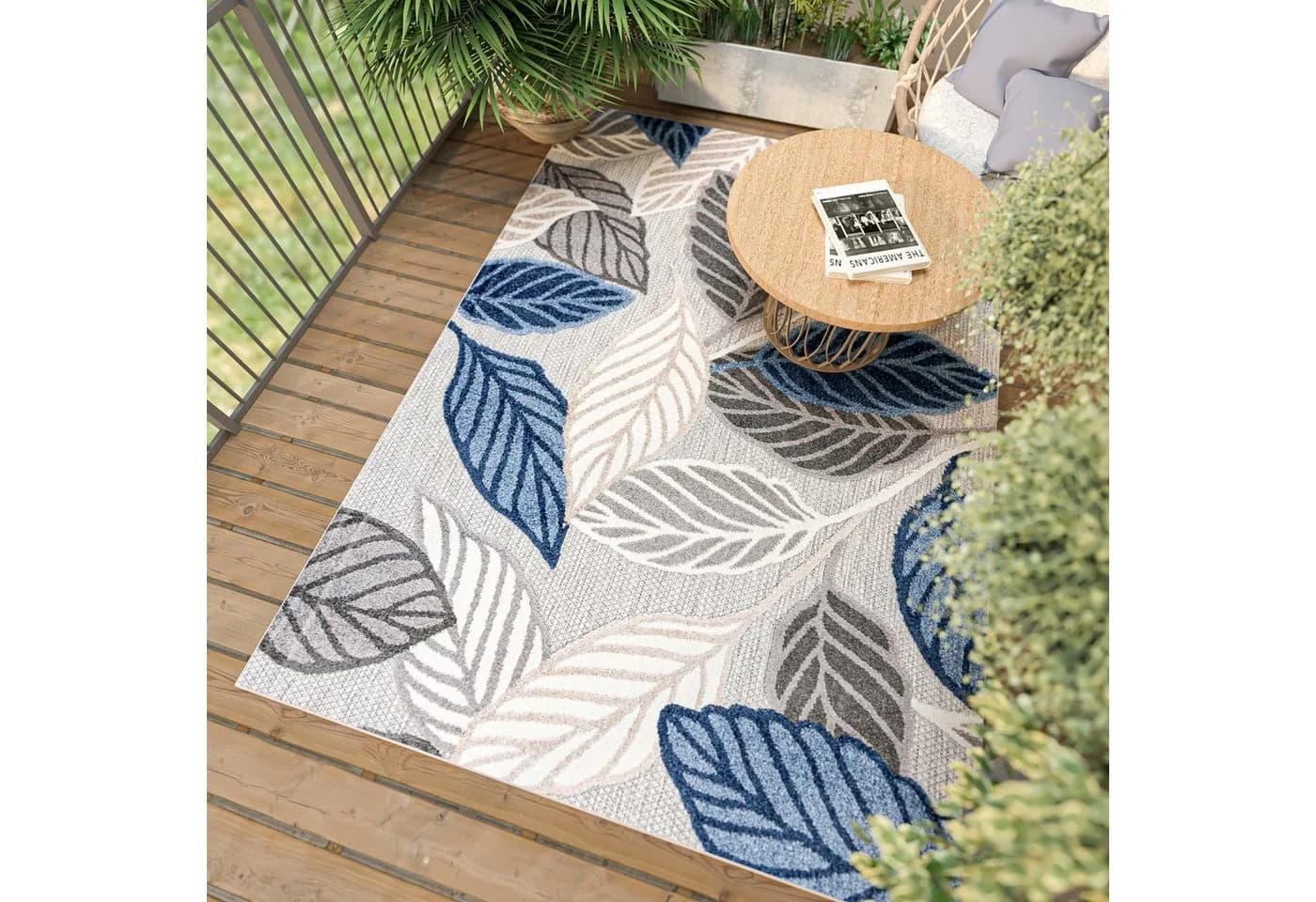 Mazovia Designteppich In- & Outdoor Blau Grau