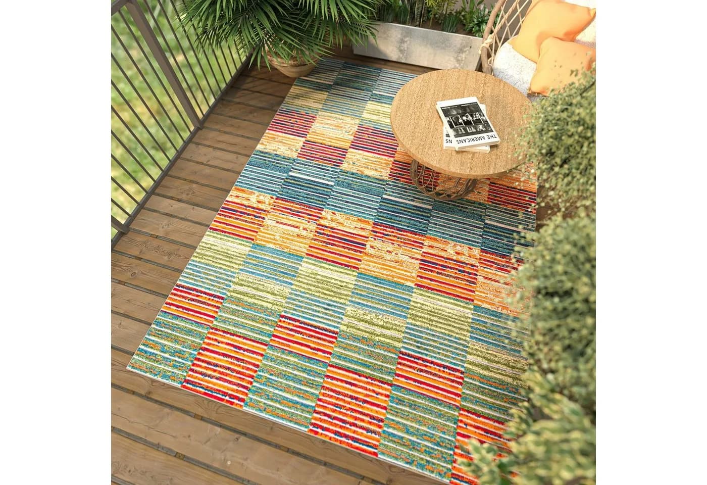 Mazovia Designteppich In- & Outdoor Teppich Wetterfest UV-beständig Balkon Bunt Kurzflor