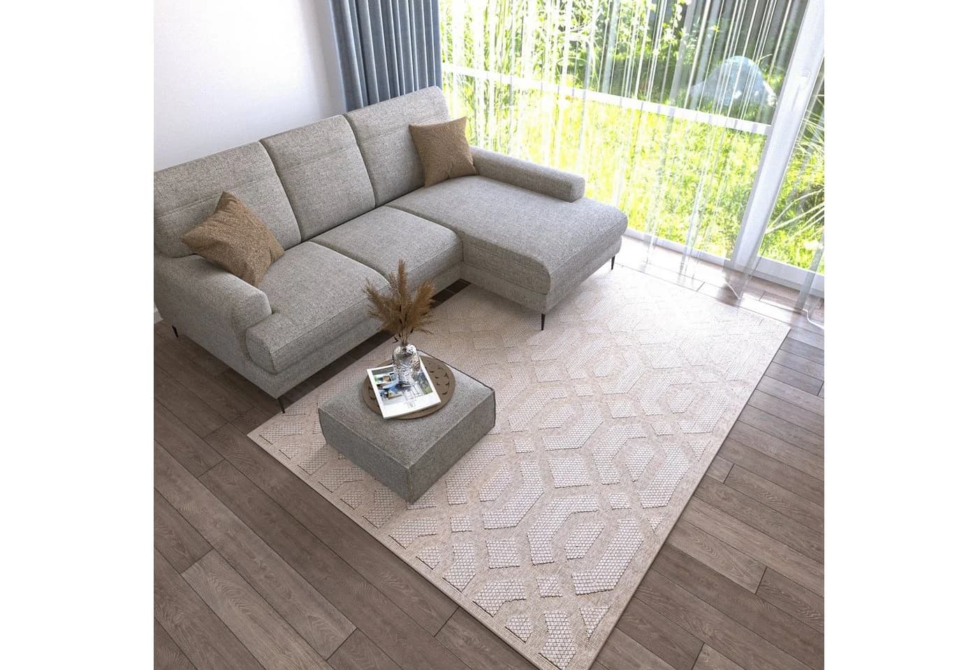 Mazovia Designteppich In- & Outdoor Teppich Wetterfest & UV-beständig Beige Cream - Bild 4