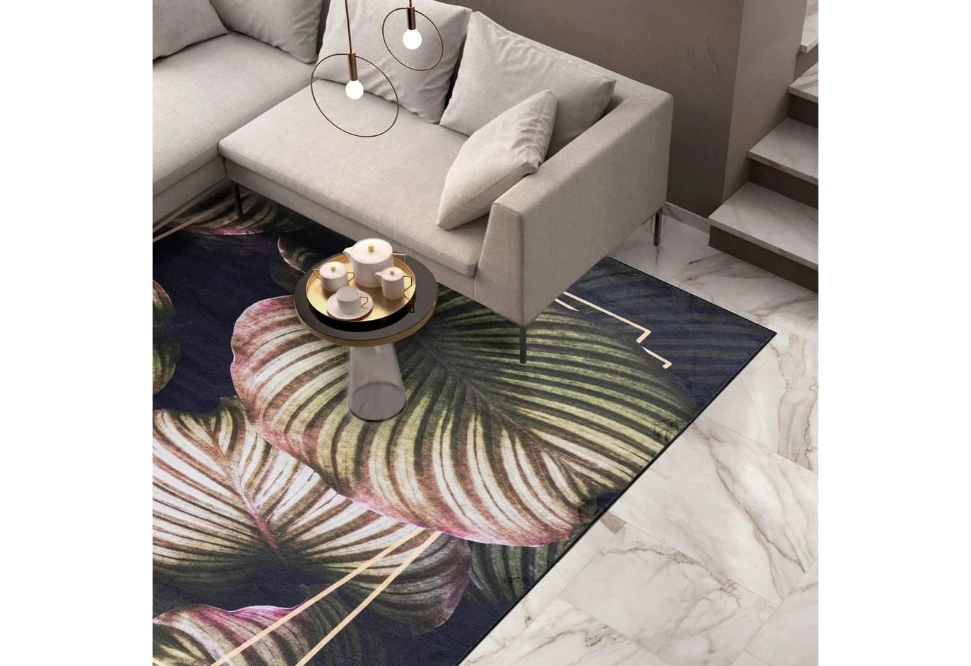 Mazovia Designteppich Monstera Blattmuster Grün Modern