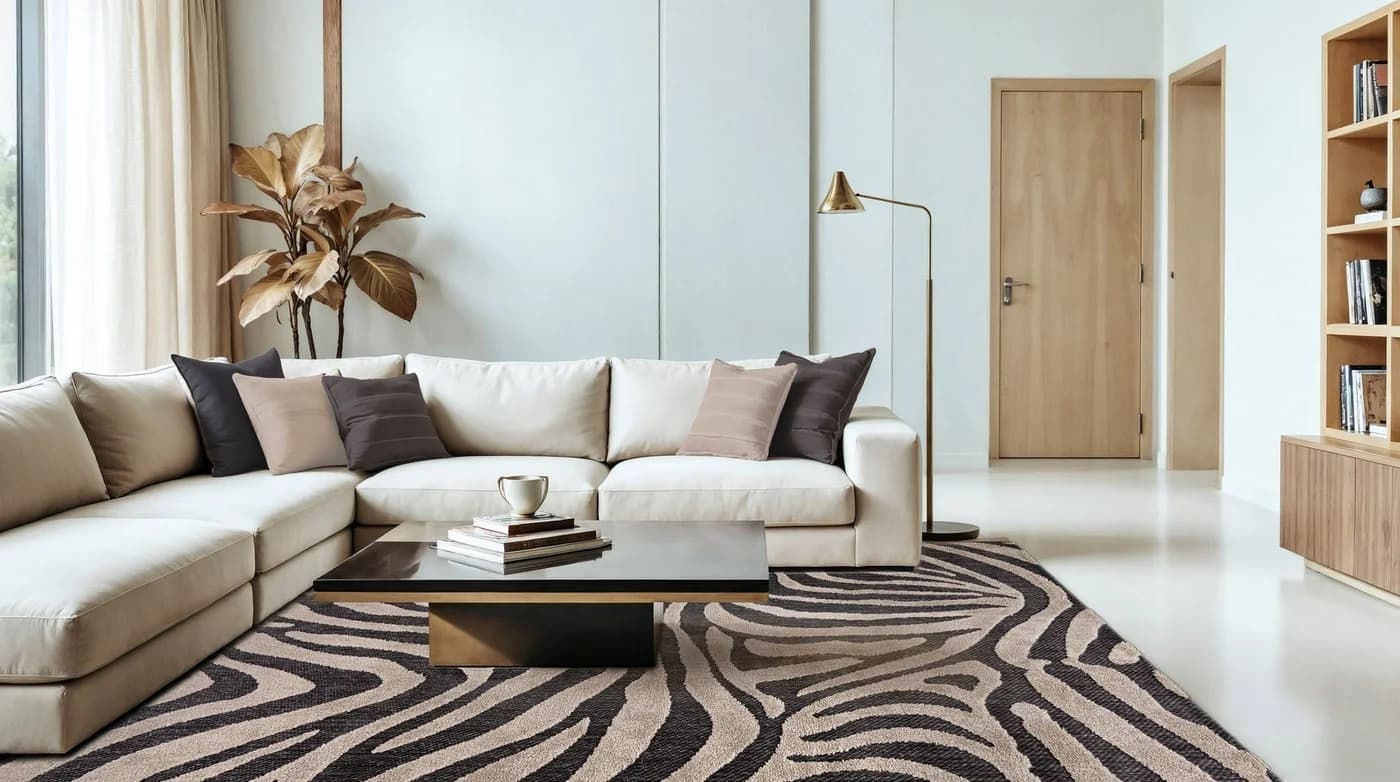 Mazovia Designteppich Tierisch Terrasse 120x170 cm Beige/Schwarz/Creme
