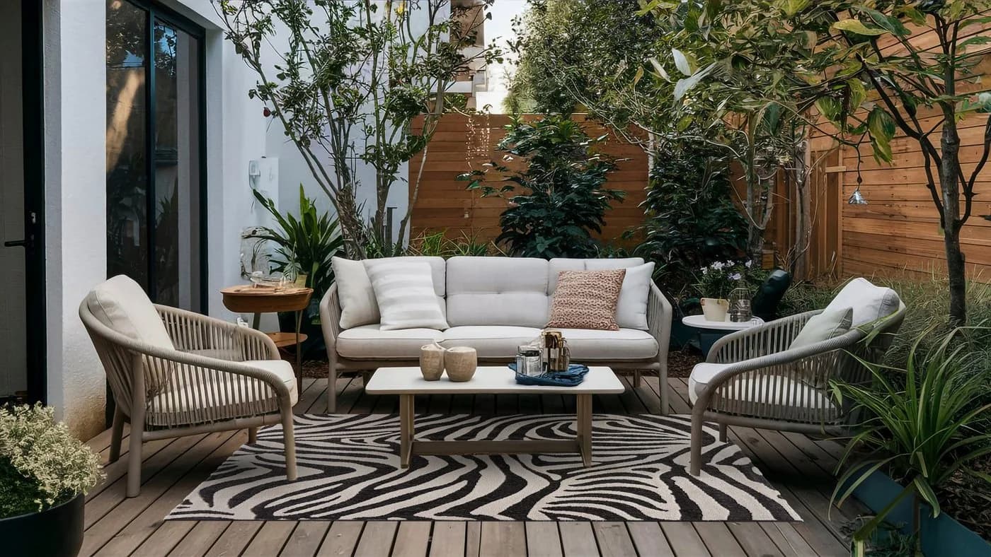 Mazovia Designteppich Schwarz-Weiß Wasserdicht Terrasse