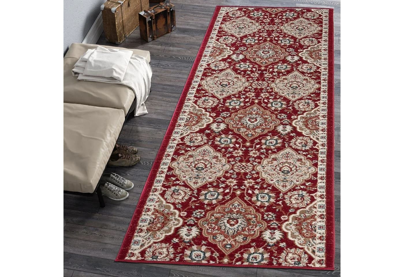 Mazovia Läufer Klassisch Bordüre Rot Schwarz 70x100 cm