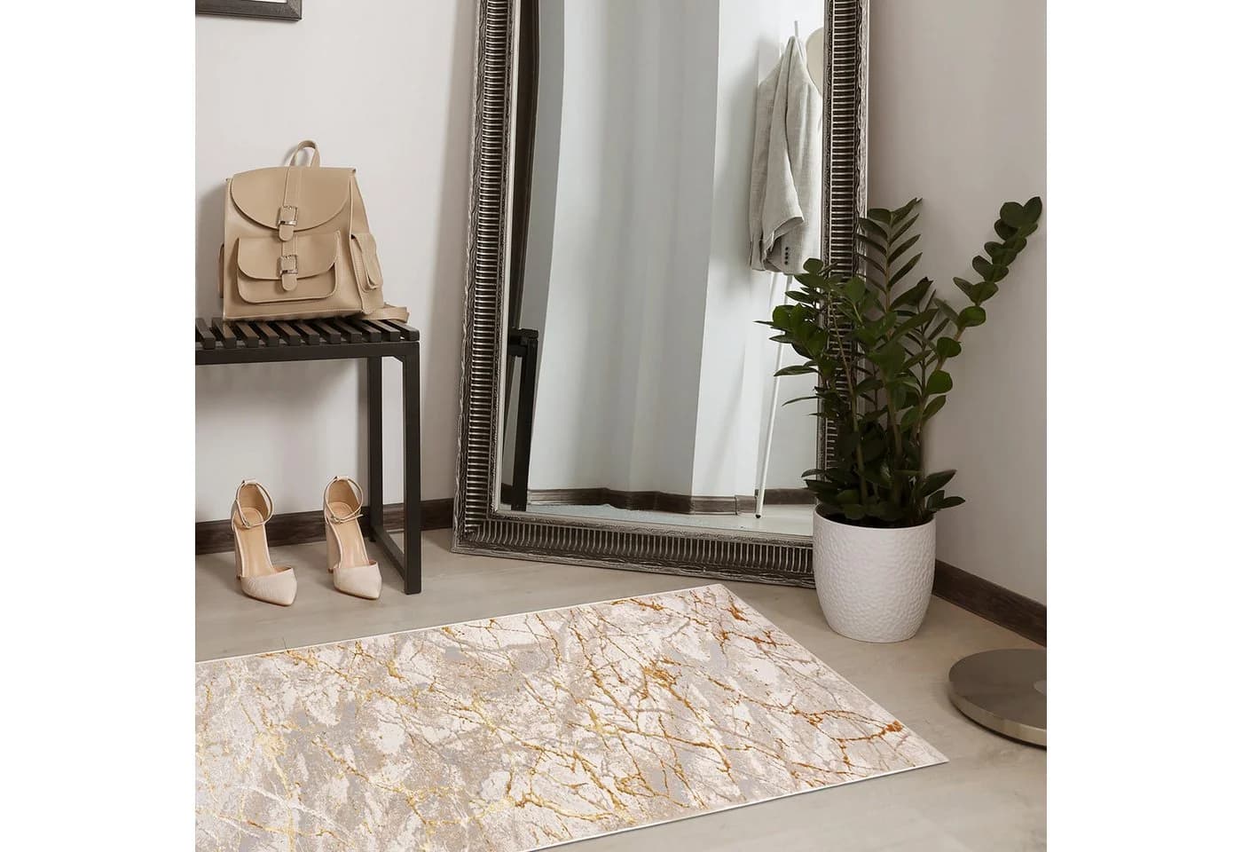 Mazovia Läufer Glamour Abstrakt Braun Grau 70x100 cm - Bild 3