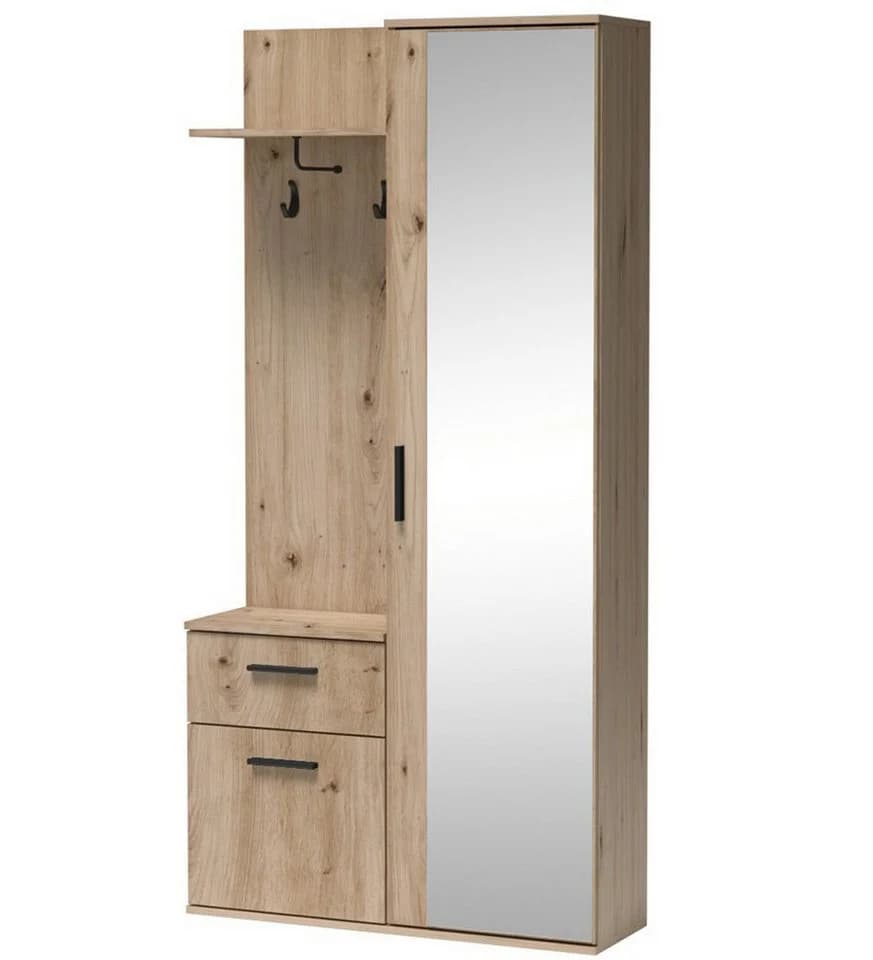 Marmex Möbel Kompaktgarderobe LUX Eiche Artisan mit Spiegel