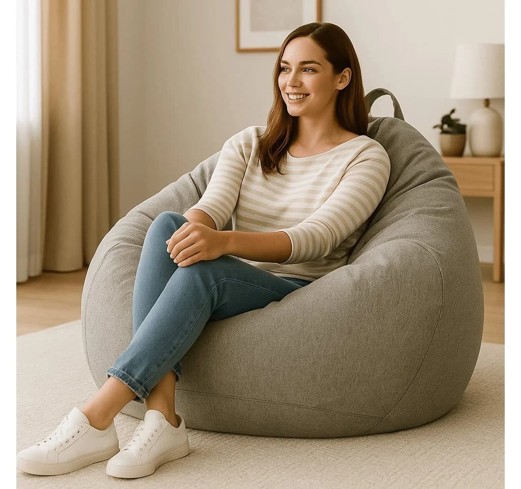 AD.CON Sitzsack mit Füllung Hellgrau - Bean Bag Relax-Sessel - Bild 3