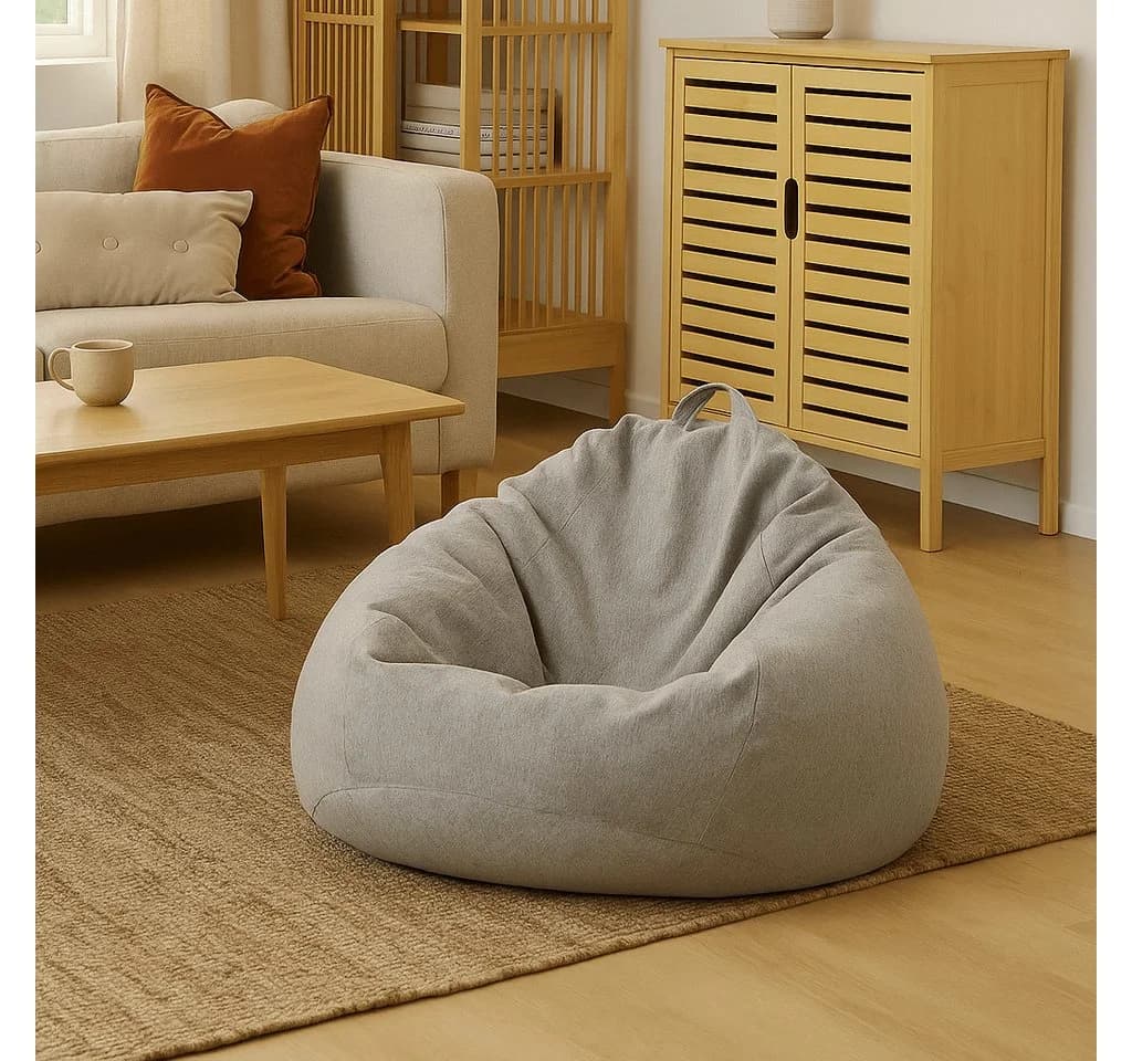 AD.CON Sitzsack mit Füllung Hellgrau - Bean Bag Relax-Sessel - Bild 4