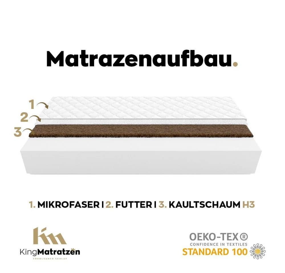 KingKINDER PLUS Kindermatratze Kaltschaum mit Kokosmatte Weiß - Bild 4
