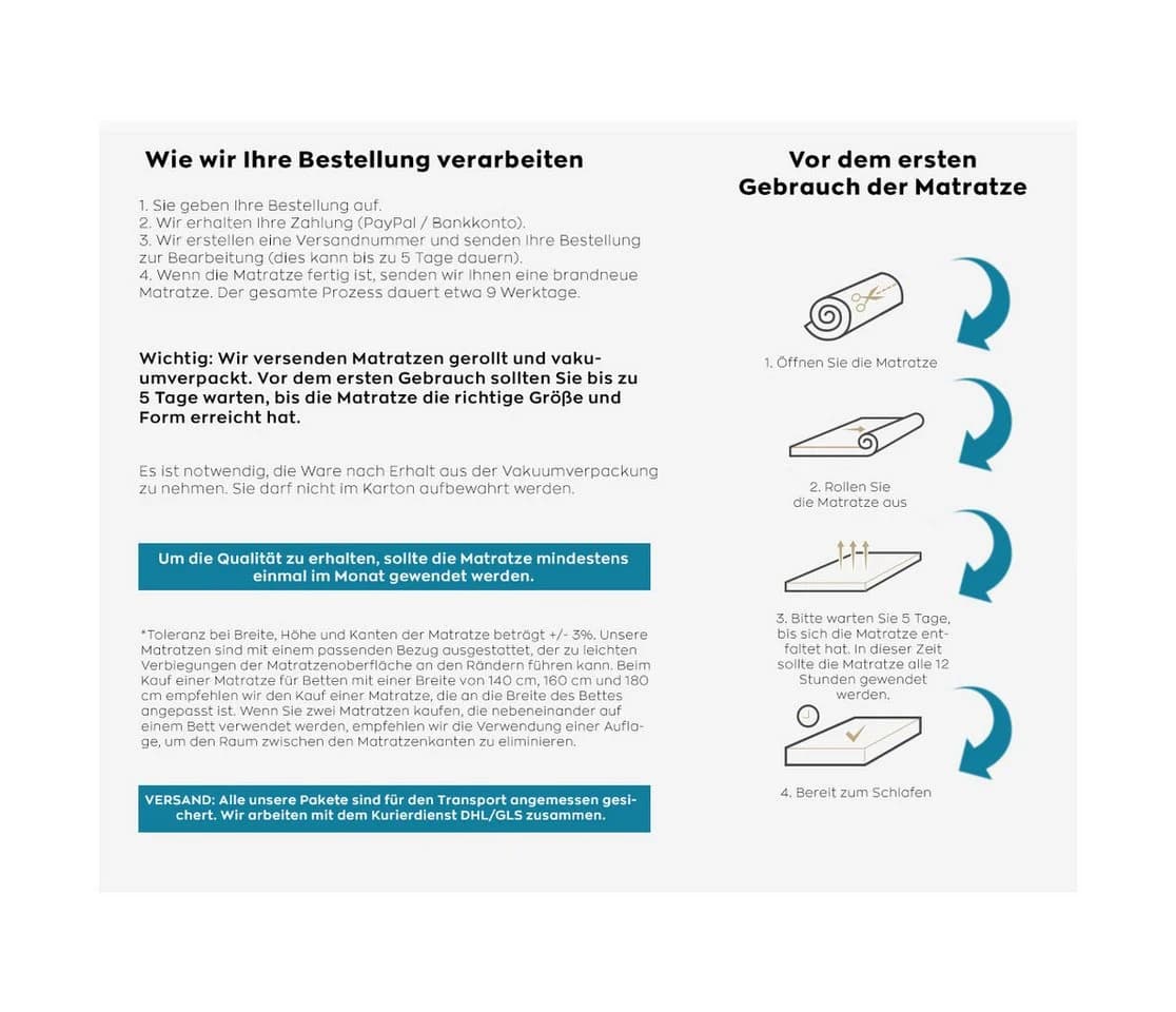 KingMatratzen Kaltschaummatratze 10 cm Höhe hypoallergen mit waschbarem Bezug - Bild 4