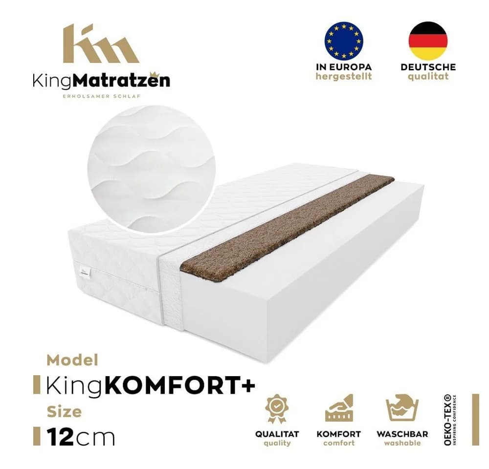 KingMatratzen Kaltschaummatratze KingKOMFORT PLUS H3/H4 mit Kokosmatte