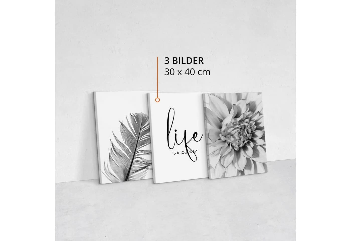 Muralo Leinwandbild 3er-Set Natur Grau aufhängefertig - Bild 3