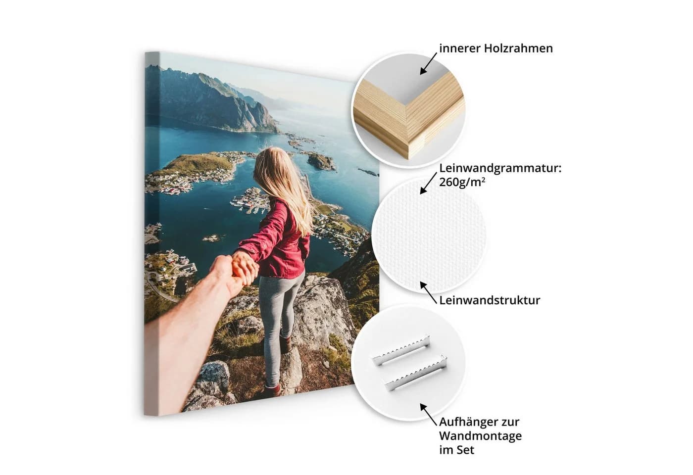 Muralo Leinwandbild 3er-Set Natur Grau aufhängefertig - Bild 4