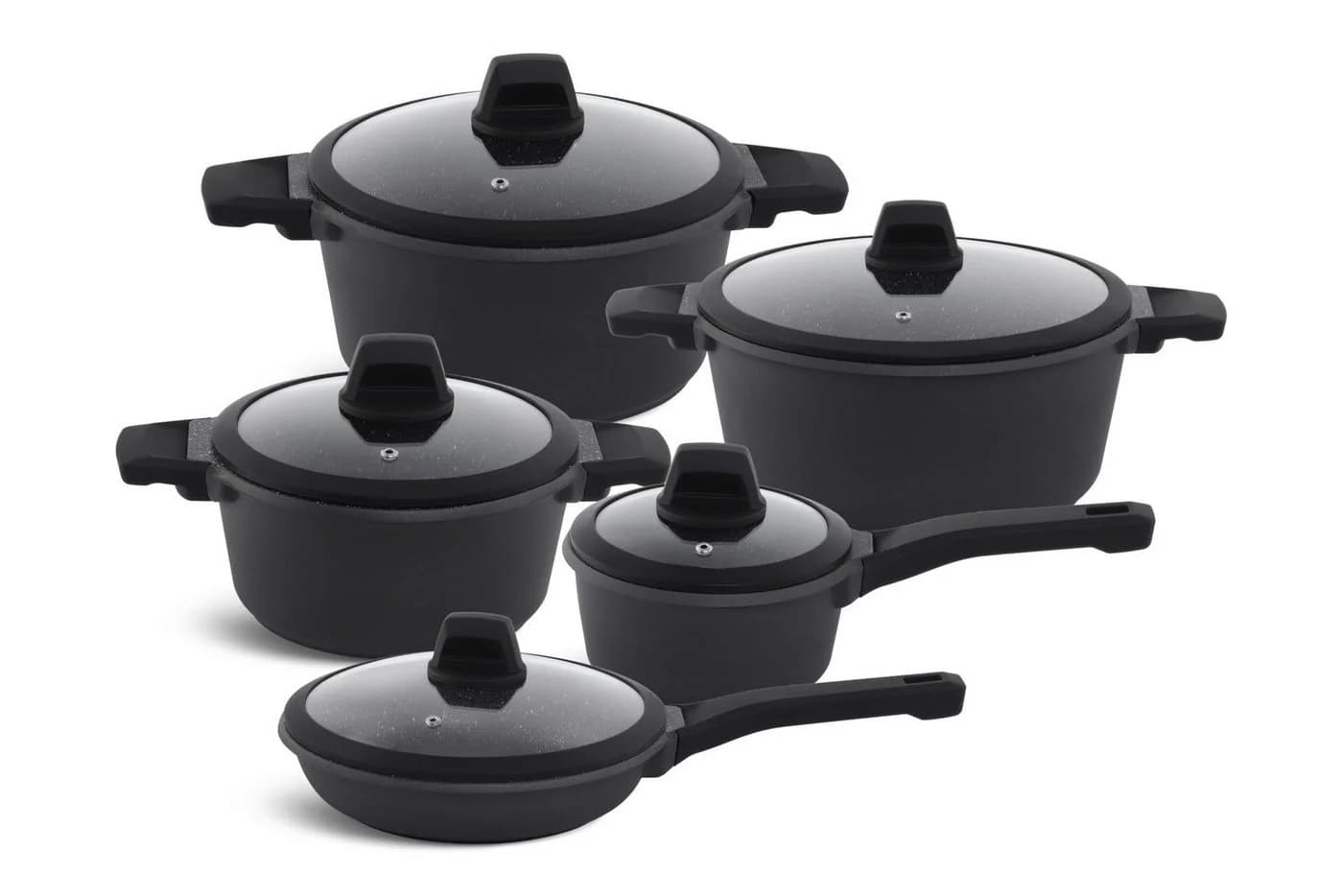 Edenberg Topf-Set 10-tlg. Schwarz Aluminium Keramik Induktion - Bild 2