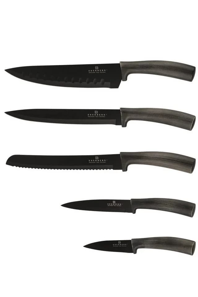 Edenberg Messer-Set 6-tlg. mit Magnetblock Schwarz