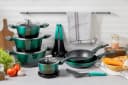 Edenberg Topf-Set 15-tlg. Dunkelgrün Aluminiumguss Keramik Bild 1