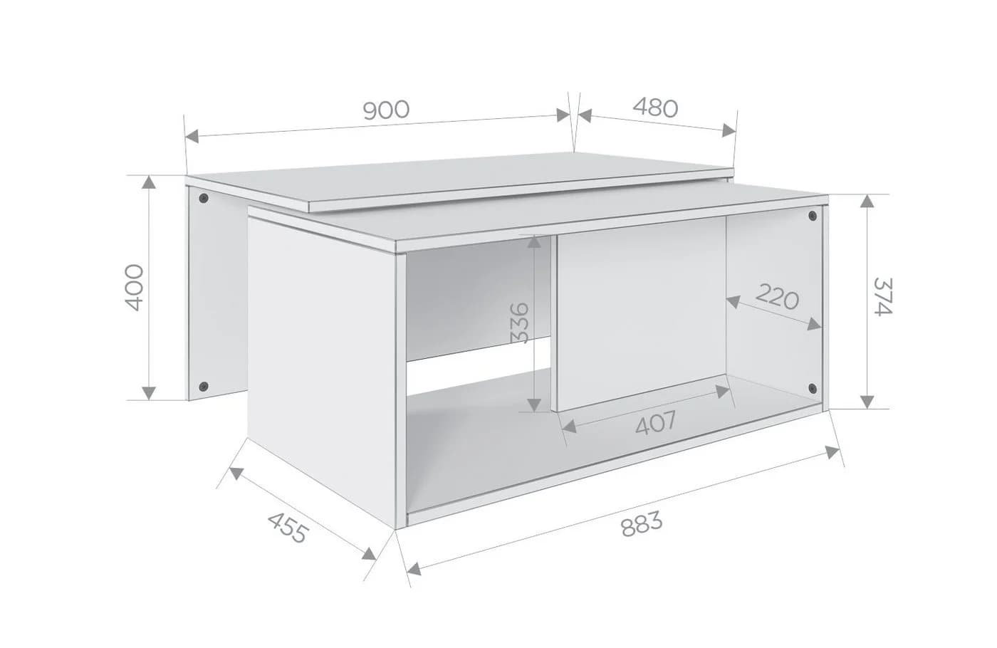 Platan Room Couchtisch 2er Set Schwarz Modern mit Stauraum - Bild 3