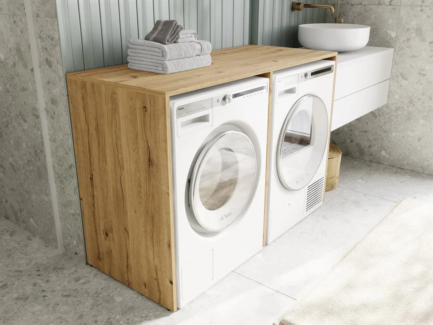 Platan Room Waschmaschinenumbauschrank DORA 130 cm breit