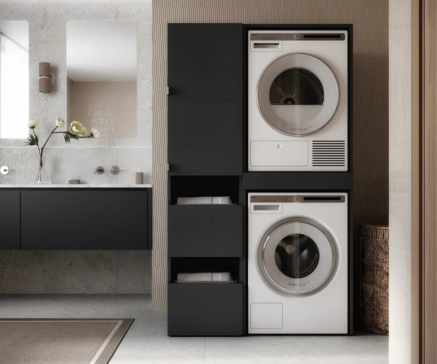 Platan Room Badschrank Beatrice Hochschrank anthrazit mit Wäscheeinwurf - Bild 3