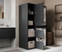 Platan Room Badschrank Beatrice Hochschrank anthrazit mit Wäscheeinwurf Bild 4