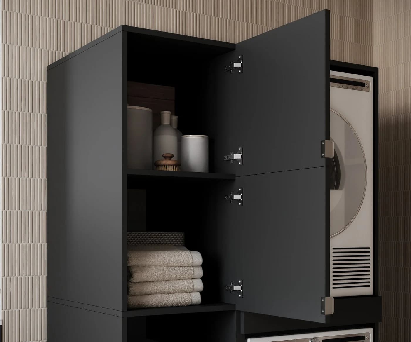Platan Room Badschrank Beatrice Hochschrank anthrazit mit Wäscheeinwurf - Bild 5