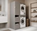 Platan Room Badschrank Beatrice Hochschrank grau mit Wäscheeinwurf Bild 1