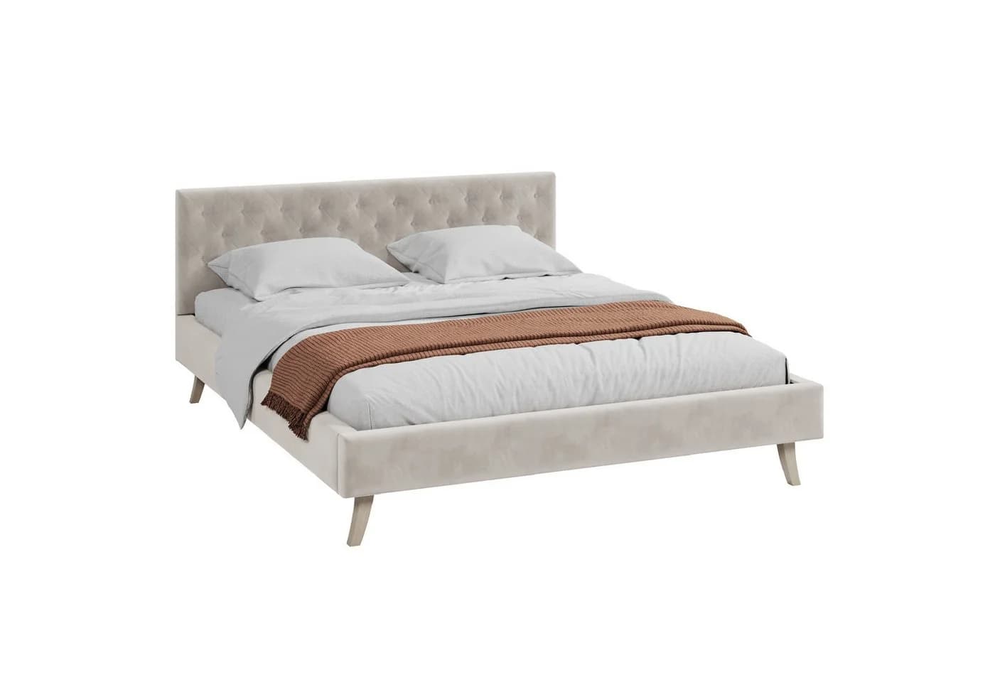FDM Polsterbett ZUZA Modern mit Bettkasten Beige Velours