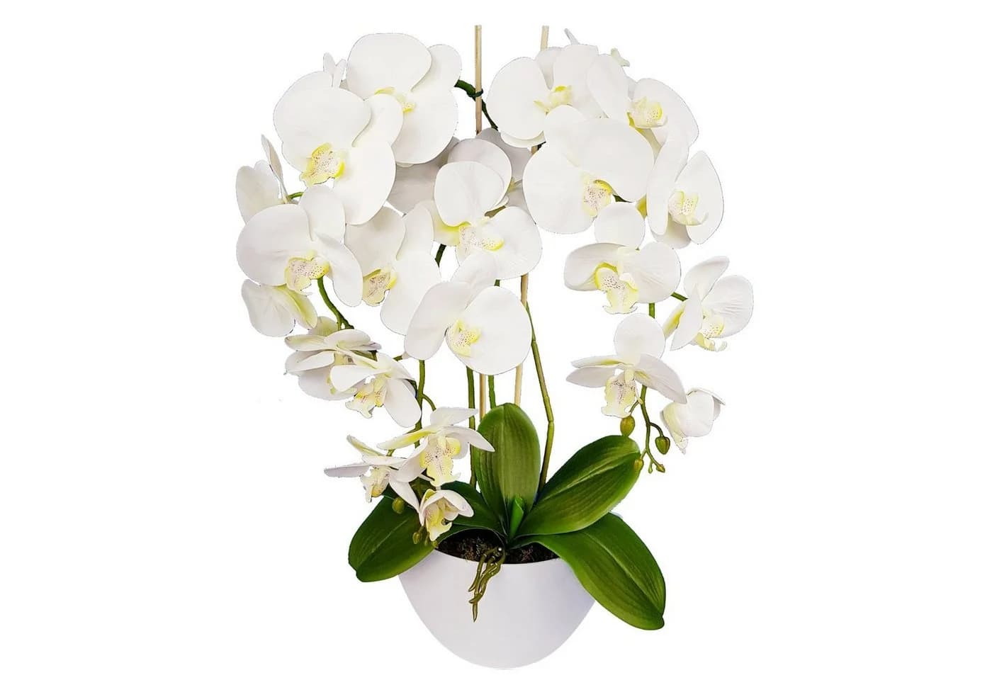 Damich Kunstblume Orchidee Weiß 60cm Blumentopf