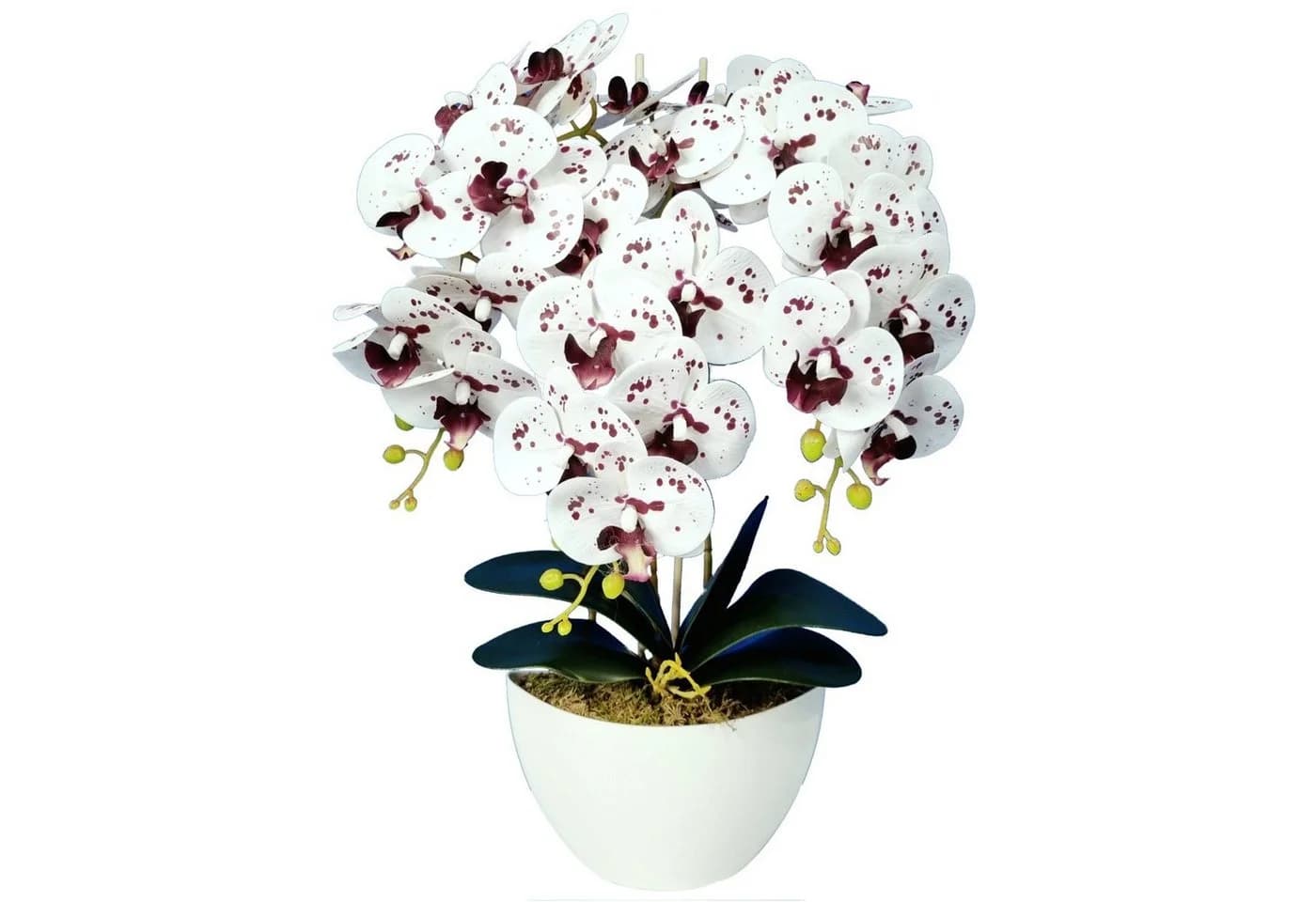 damich Kunstorchidee Weiß 3-Blütenzweige im Blumentopf