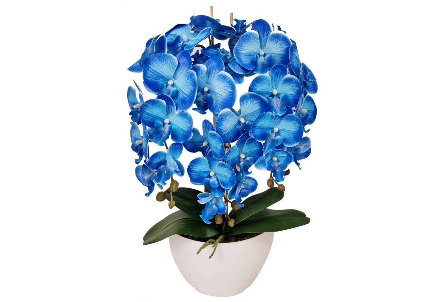 Damich Kunstorchidee Weiß 3 Stiele Gummiblumen